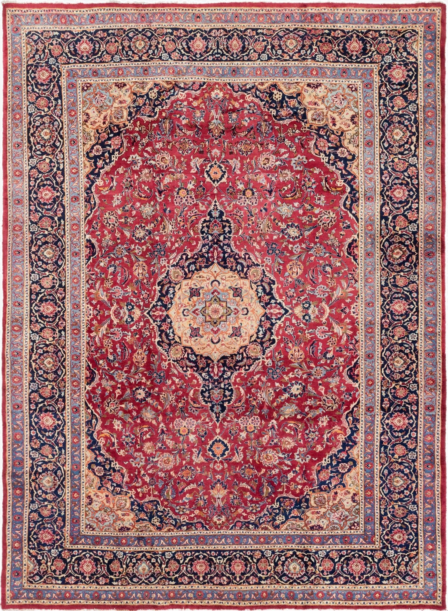  9' 9 x 13' 3  Hand Knotted Mashad Persian Wool Rug