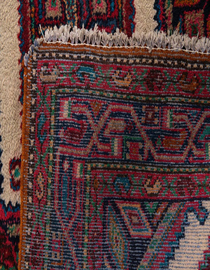 Detail image of  2' 9 x 4' 5  Hand Knotted Mazlaghan Persian Wool Rug