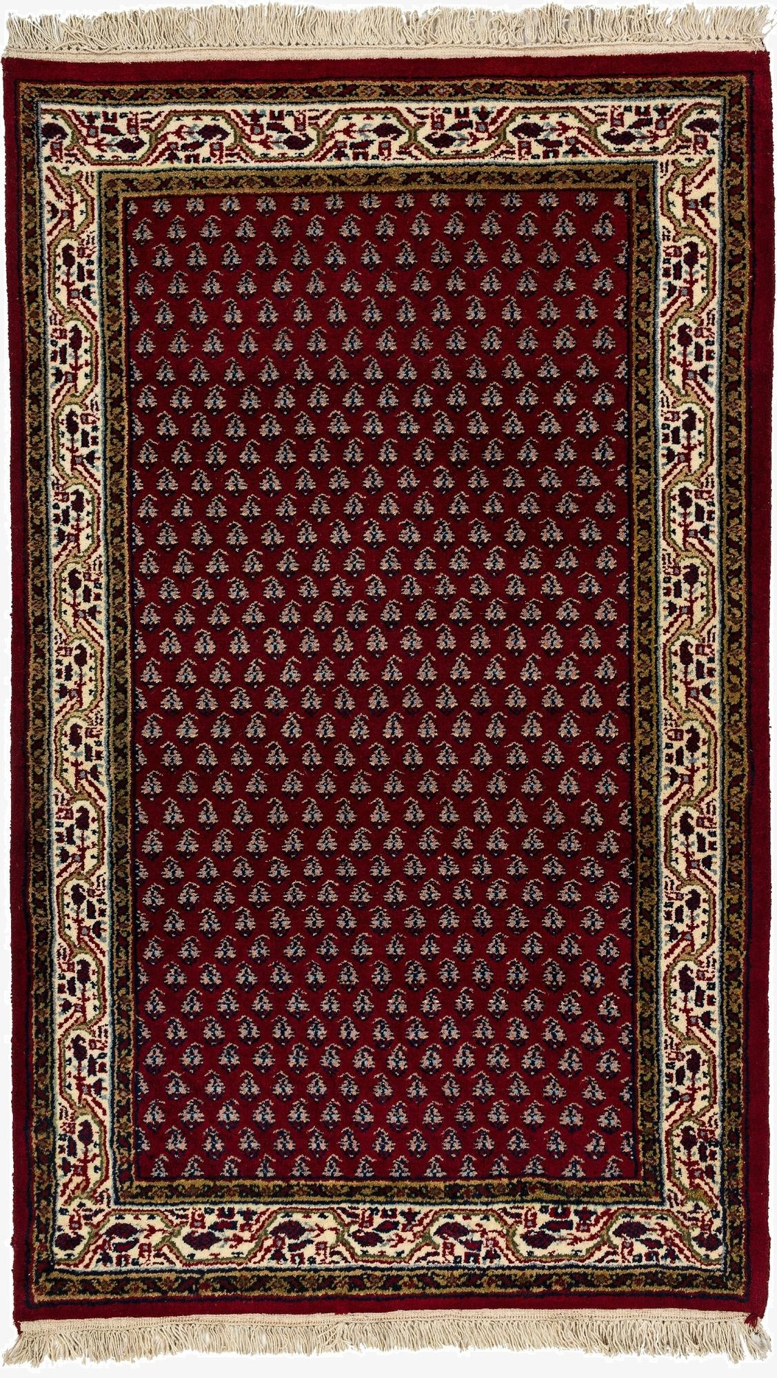  3' 1 x 5' 2  Hand Knotted Mir Wool Rug