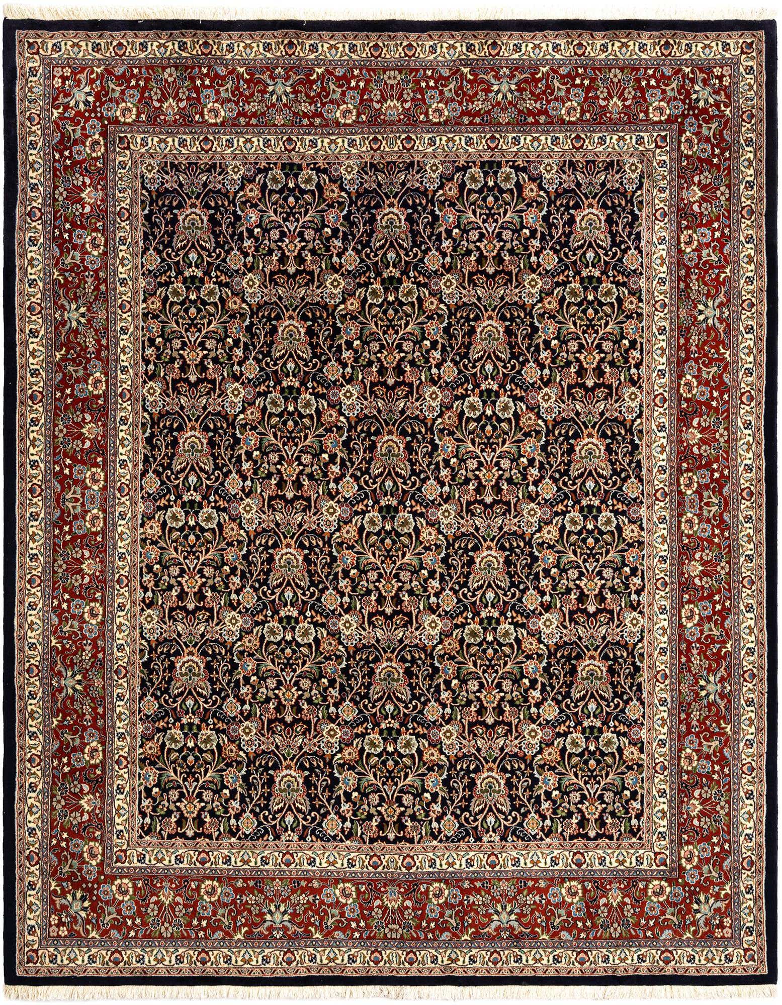 A 7x10 rectangular Mood collection rug featuring a rich red Persian floral pattern with a dark center.