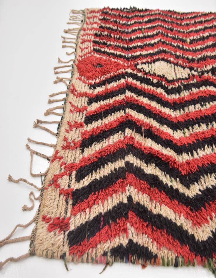 Detail image of  5' 2 x 9' 3  Hand Knotted Moroccan Wool Rug