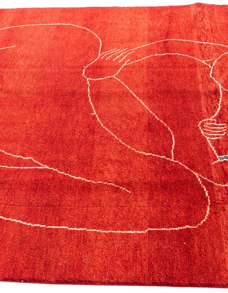 Detail image of  6' 8 x 10' 2  Hand Knotted Moroccan Wool Rug