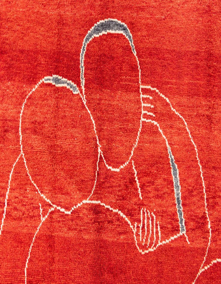 Detail image of  6' 8 x 10' 2  Hand Knotted Moroccan Wool Rug