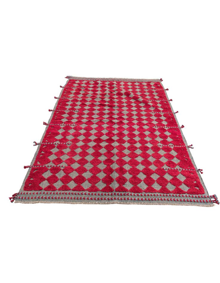 Detail image of  4' 10 x 7' 4  Hand Knotted Moroccan Wool Rug