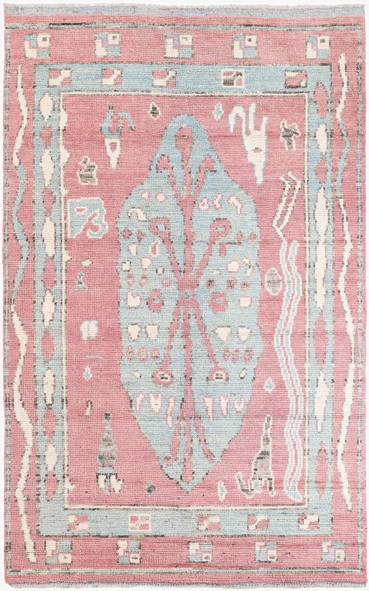  5' 9 x 9' 2  Hand Knotted Moroccan Wool Rug