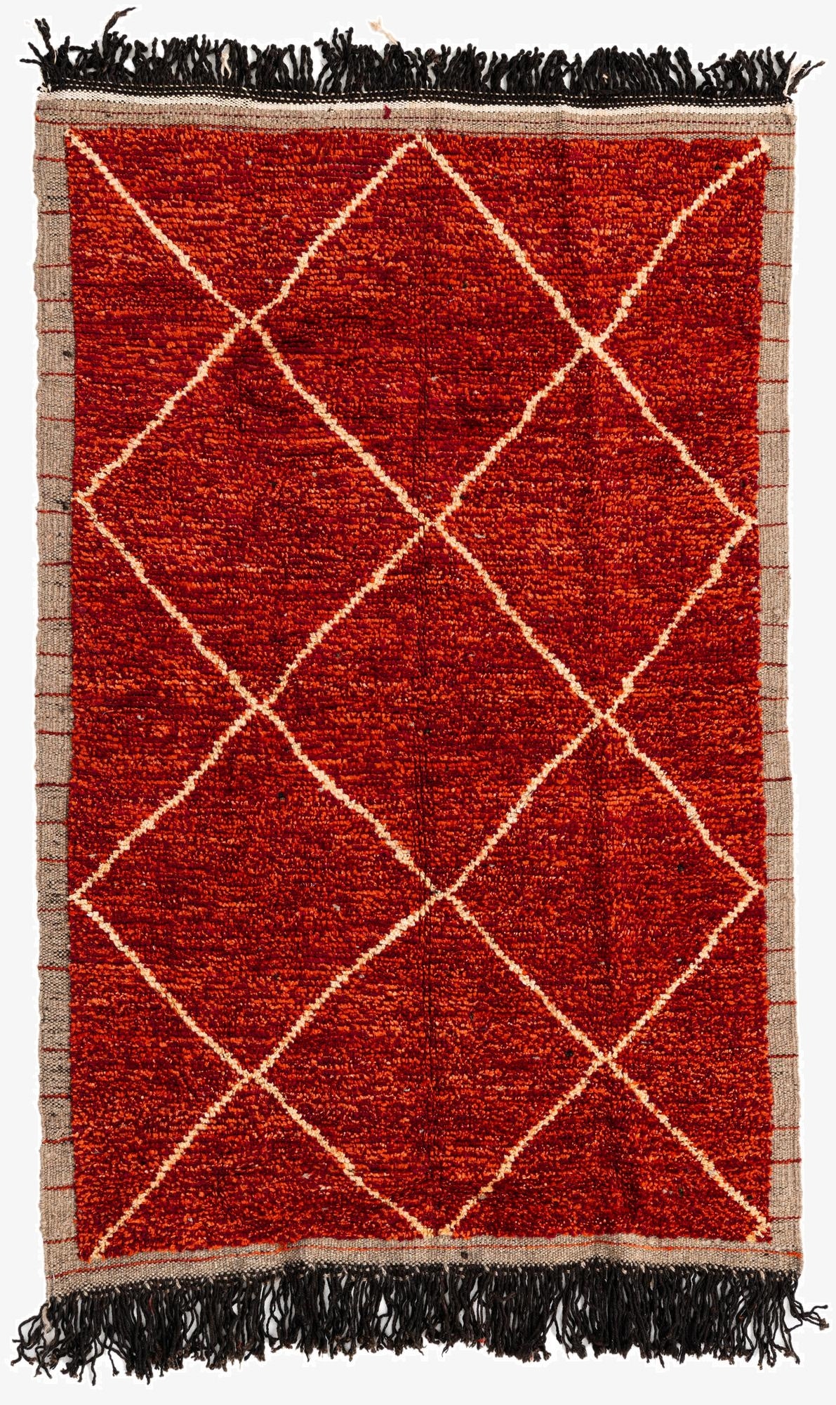  4' 2 x 6' 5  Hand Knotted Moroccan Wool Rug