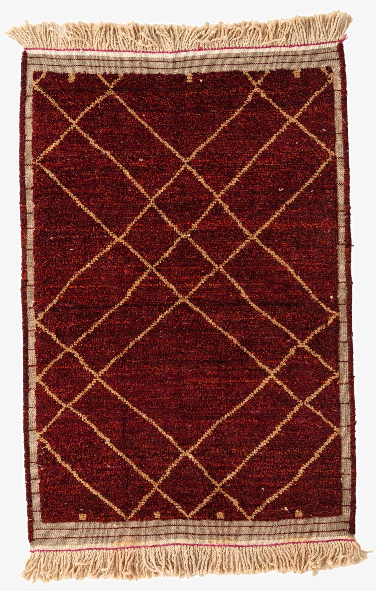  4' 2 x 6' 3  Hand Knotted Moroccan Wool Rug