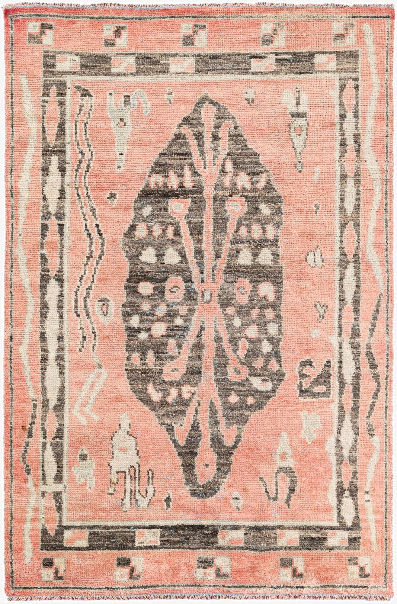  5' 4 x 8' 2  Hand Knotted Moroccan Wool Rug