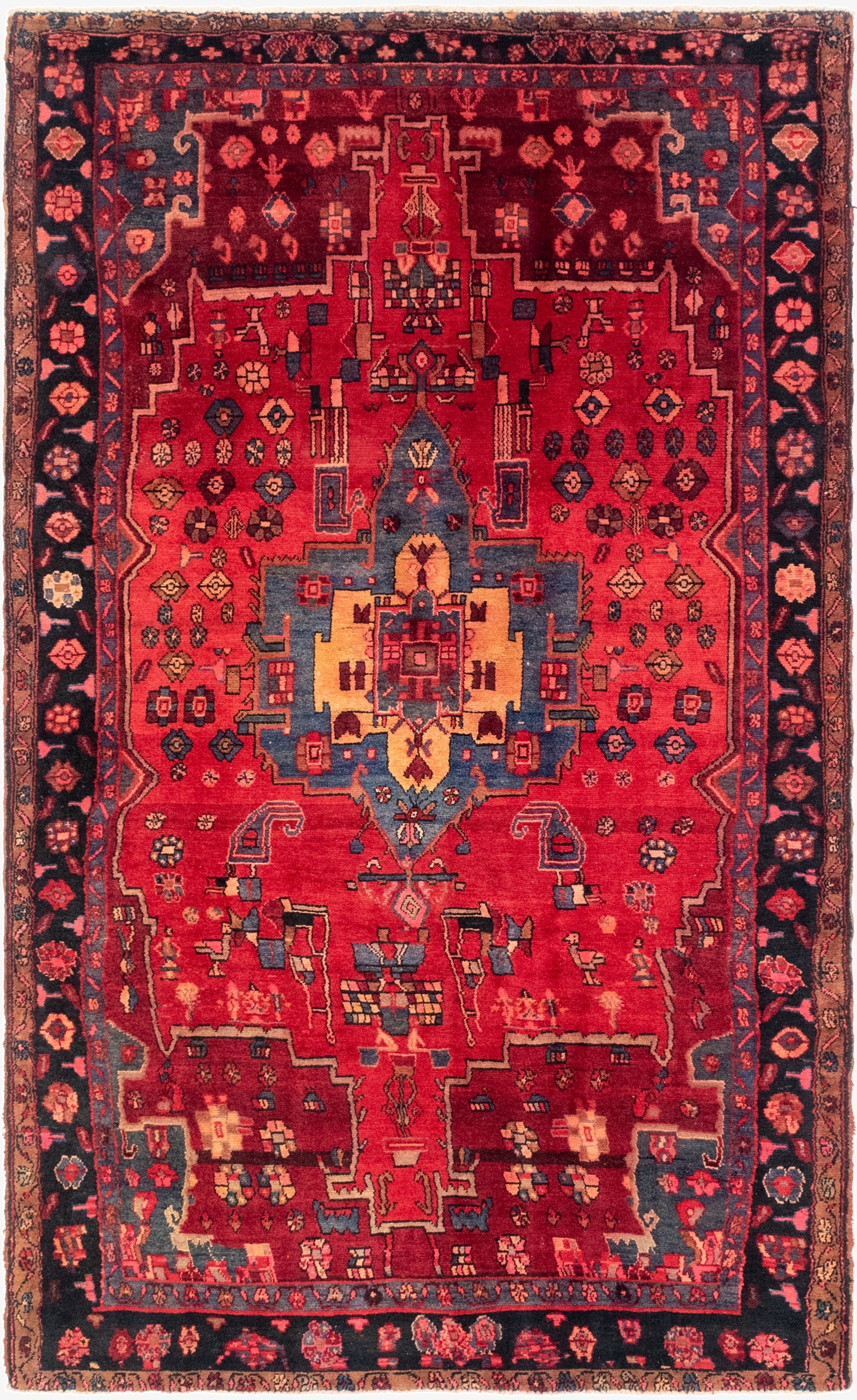  5' 10 x 9' 5  Hand Knotted Nahavand Persian Wool Rug