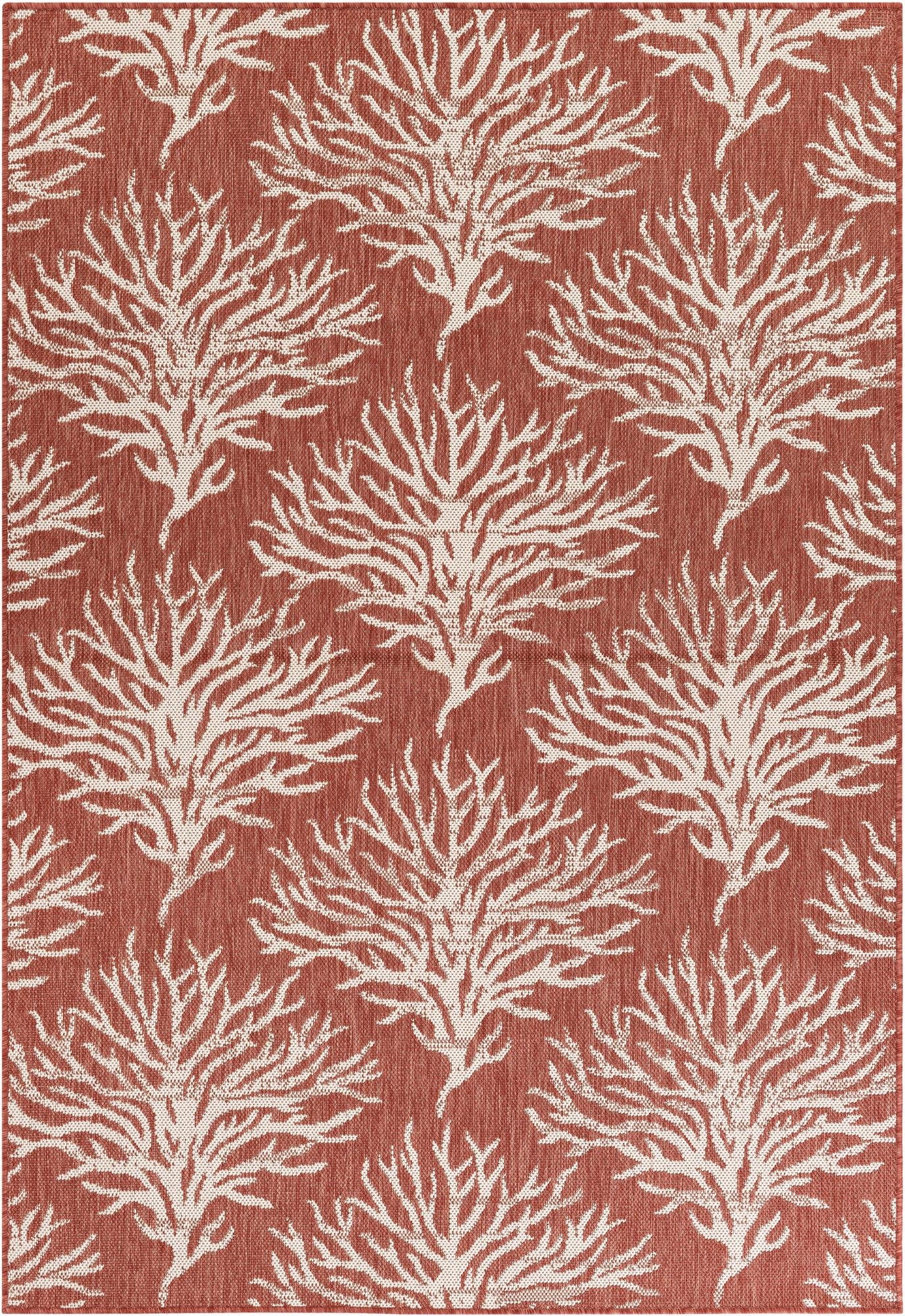  5' 3 x 7' 8  Washable Botanical Indoor / Outdoor Rug