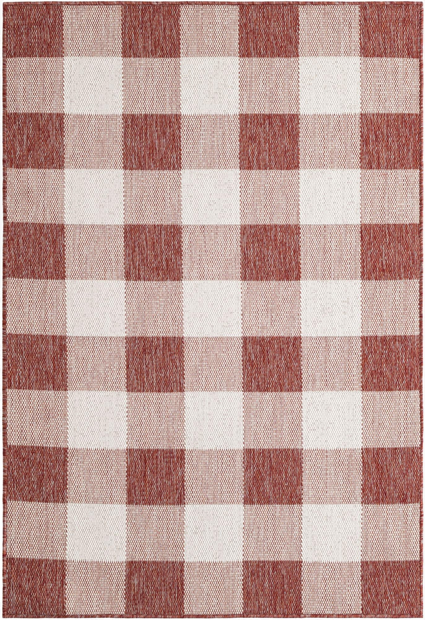  4' x 6'  Washable Checkered Indoor / Outdoor Rug