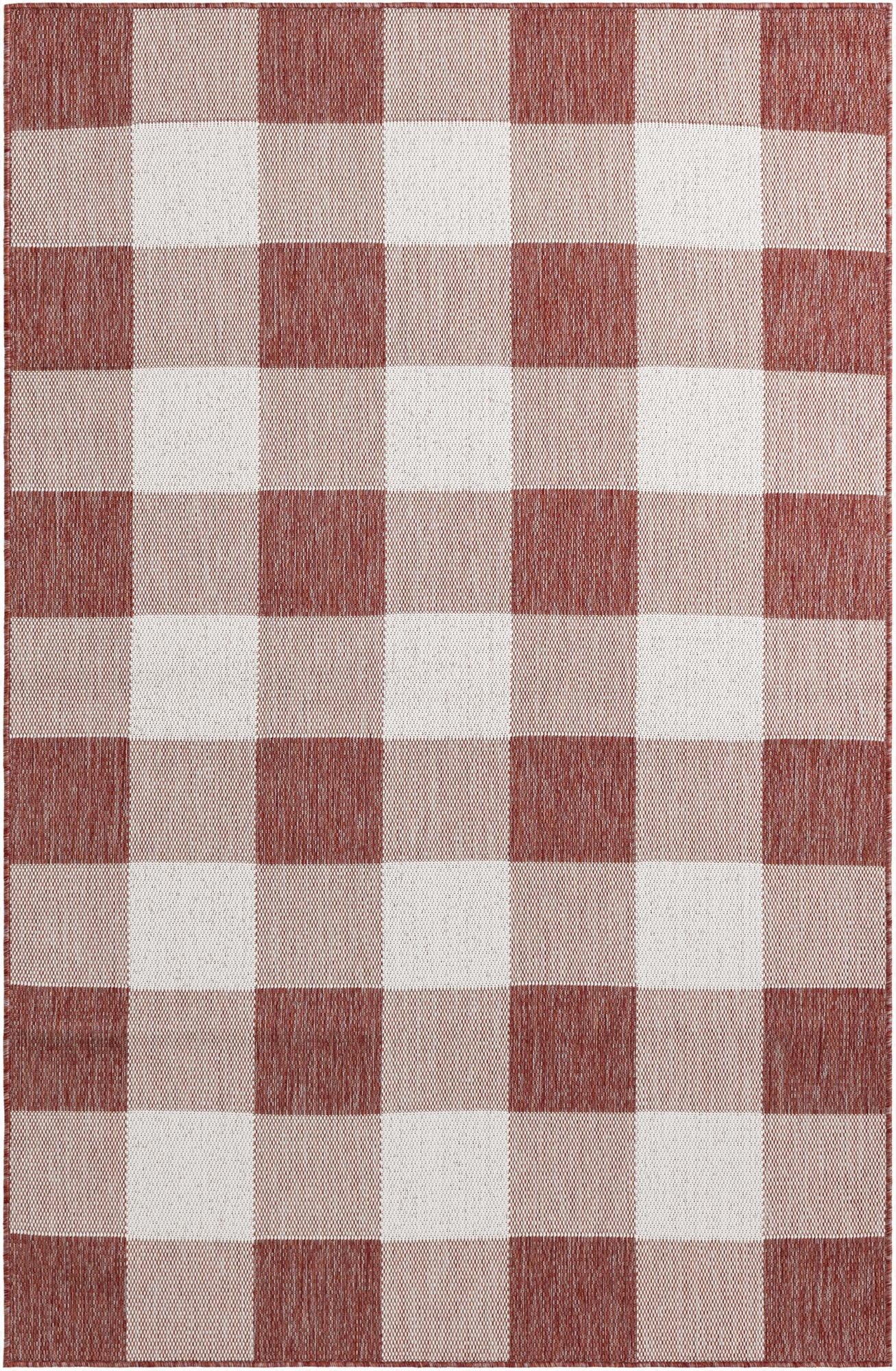 5' 3 x 8'  Washable Checkered Indoor / Outdoor Rug