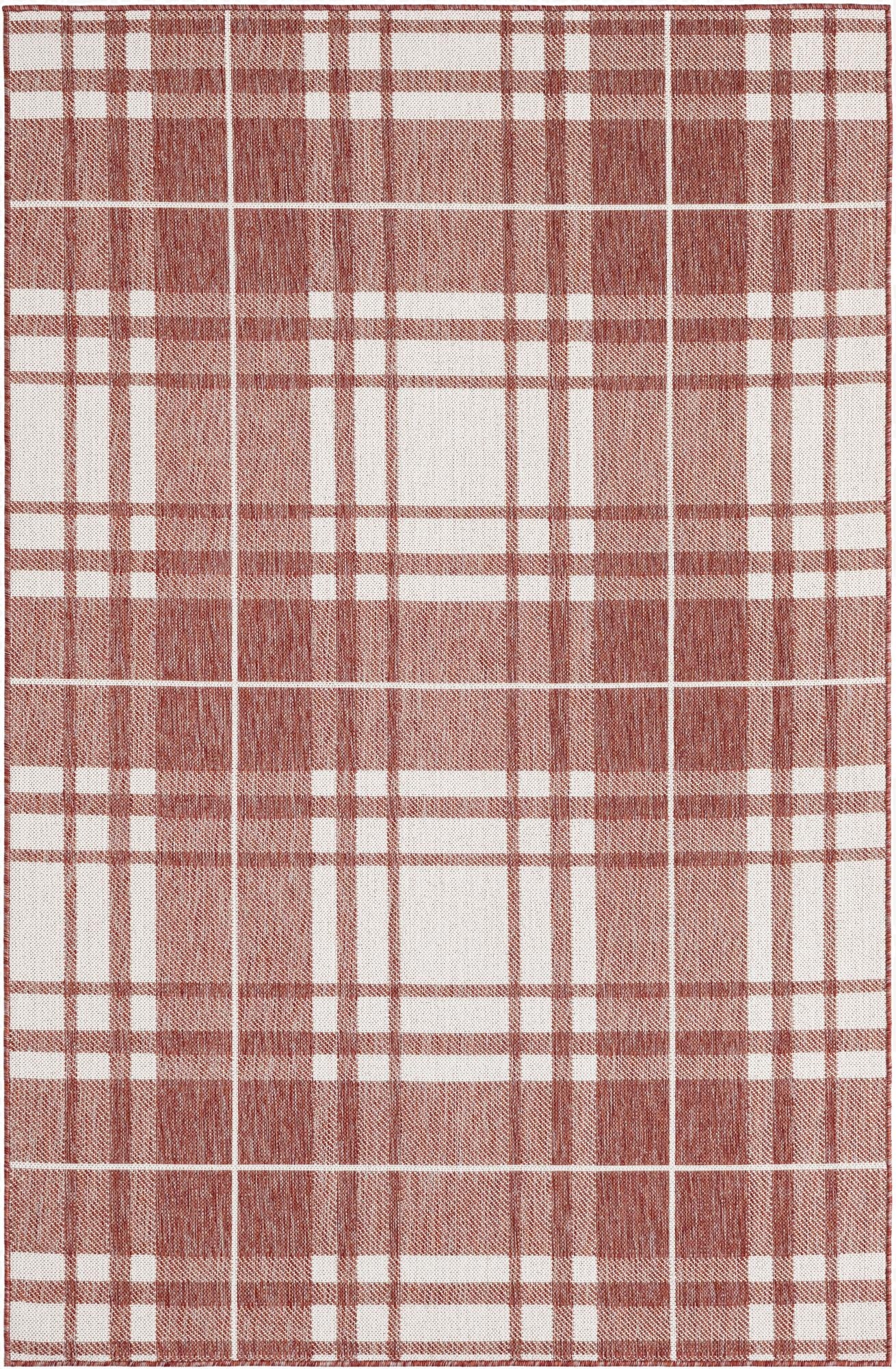  5' 3 x 8'  Washable Checkered Indoor / Outdoor Rug