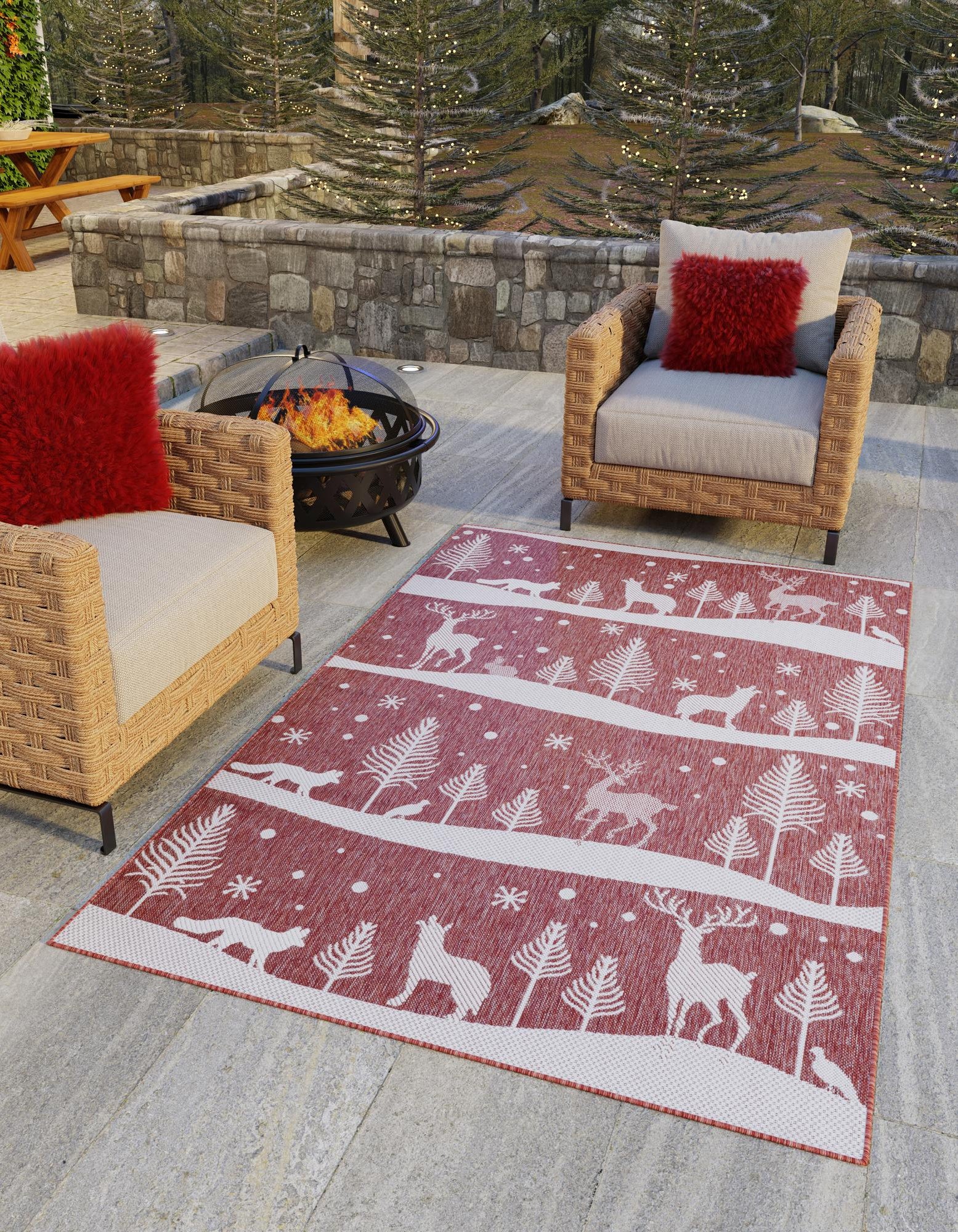 Red 5' 3 x 8' Holiday Indoor / Outdoor Rug | Rugs.com