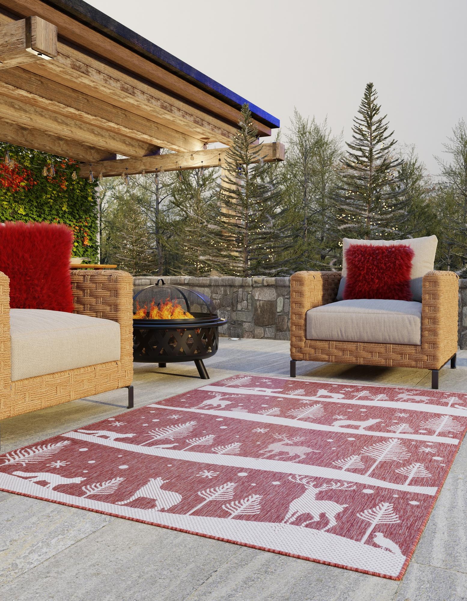 Red 2' x 3' Holiday Indoor / Outdoor Rug | Rugs.com