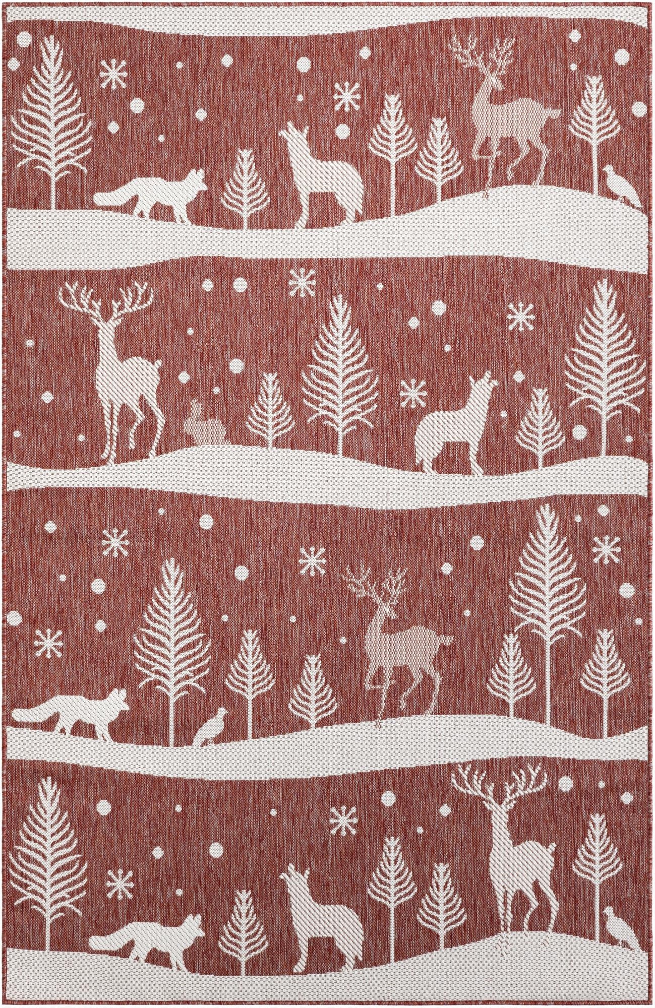  5' 3 x 8'  Washable Holiday Indoor / Outdoor Rug