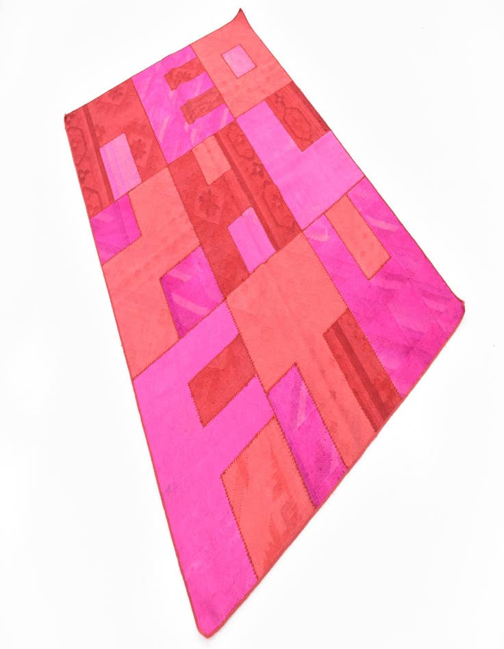 Detail image of  4' 6 x 6' 7  Hand Woven Patchwork Wool Rug