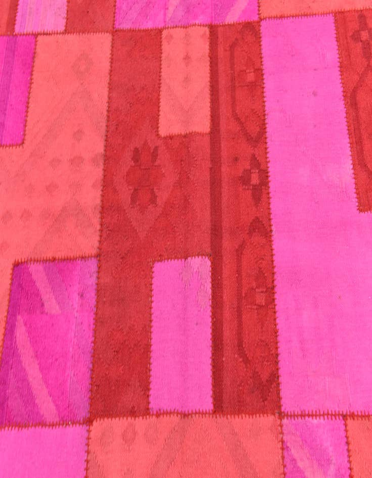 Detail image of  4' 6 x 6' 7  Hand Woven Patchwork Wool Rug