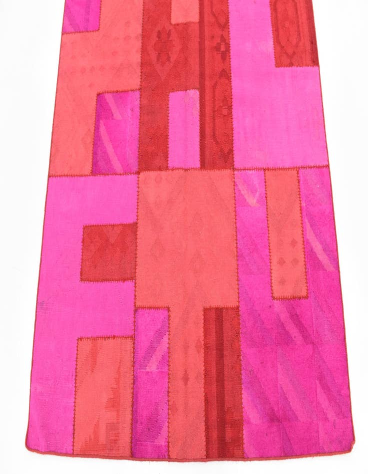 Detail image of  4' 6 x 6' 7  Hand Woven Patchwork Wool Rug