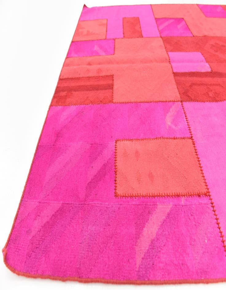 Detail image of  4' 6 x 6' 7  Hand Woven Patchwork Wool Rug