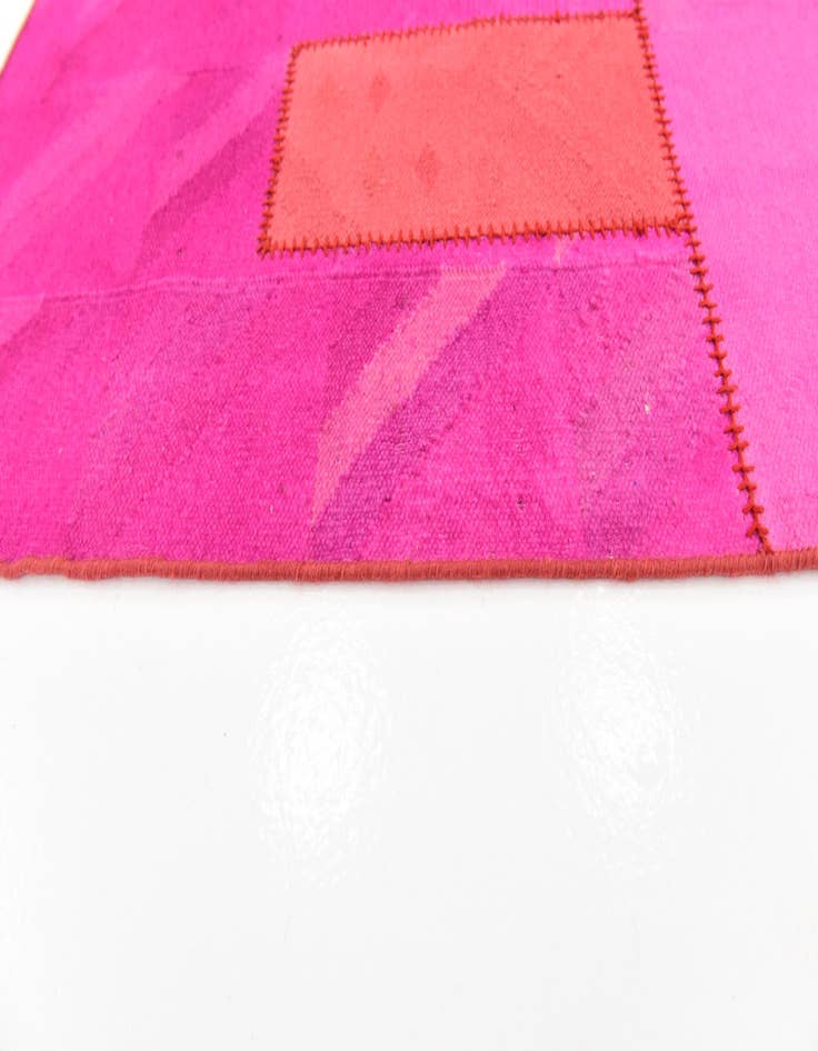 Detail image of  4' 6 x 6' 7  Hand Woven Patchwork Wool Rug