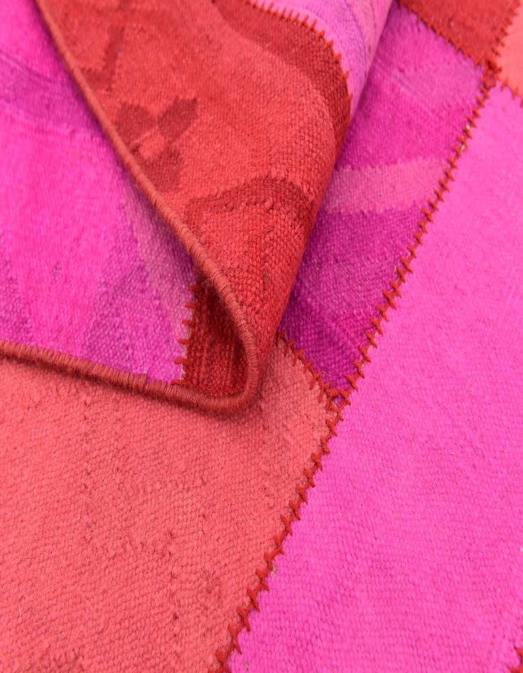 Detail image of  4' 6 x 6' 7  Hand Woven Patchwork Wool Rug