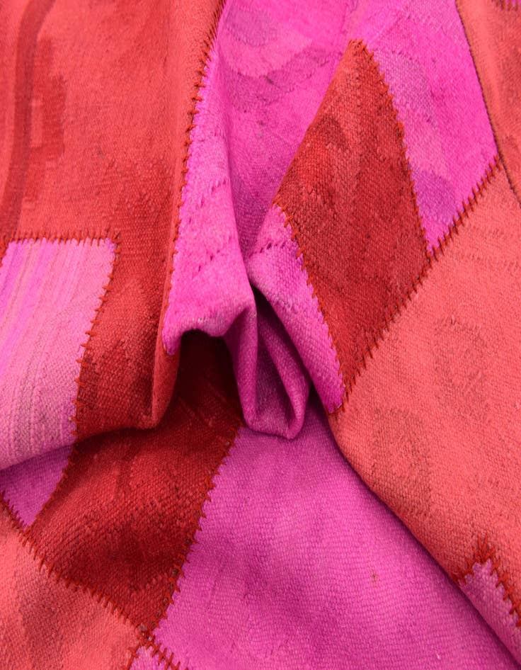 Detail image of  4' 6 x 6' 7  Hand Woven Patchwork Wool Rug