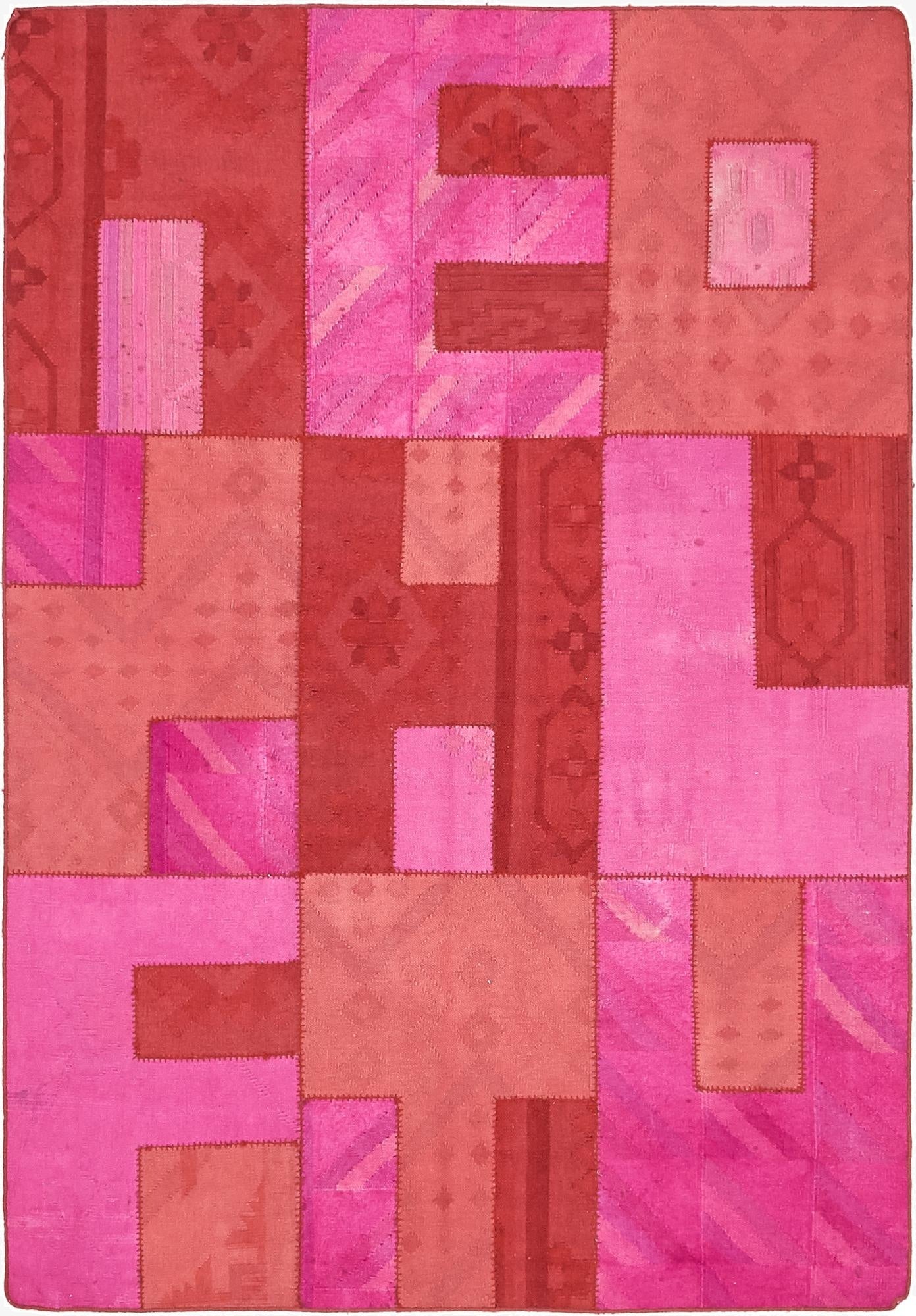  4' 6 x 6' 7  Hand Woven Patchwork Wool Rug