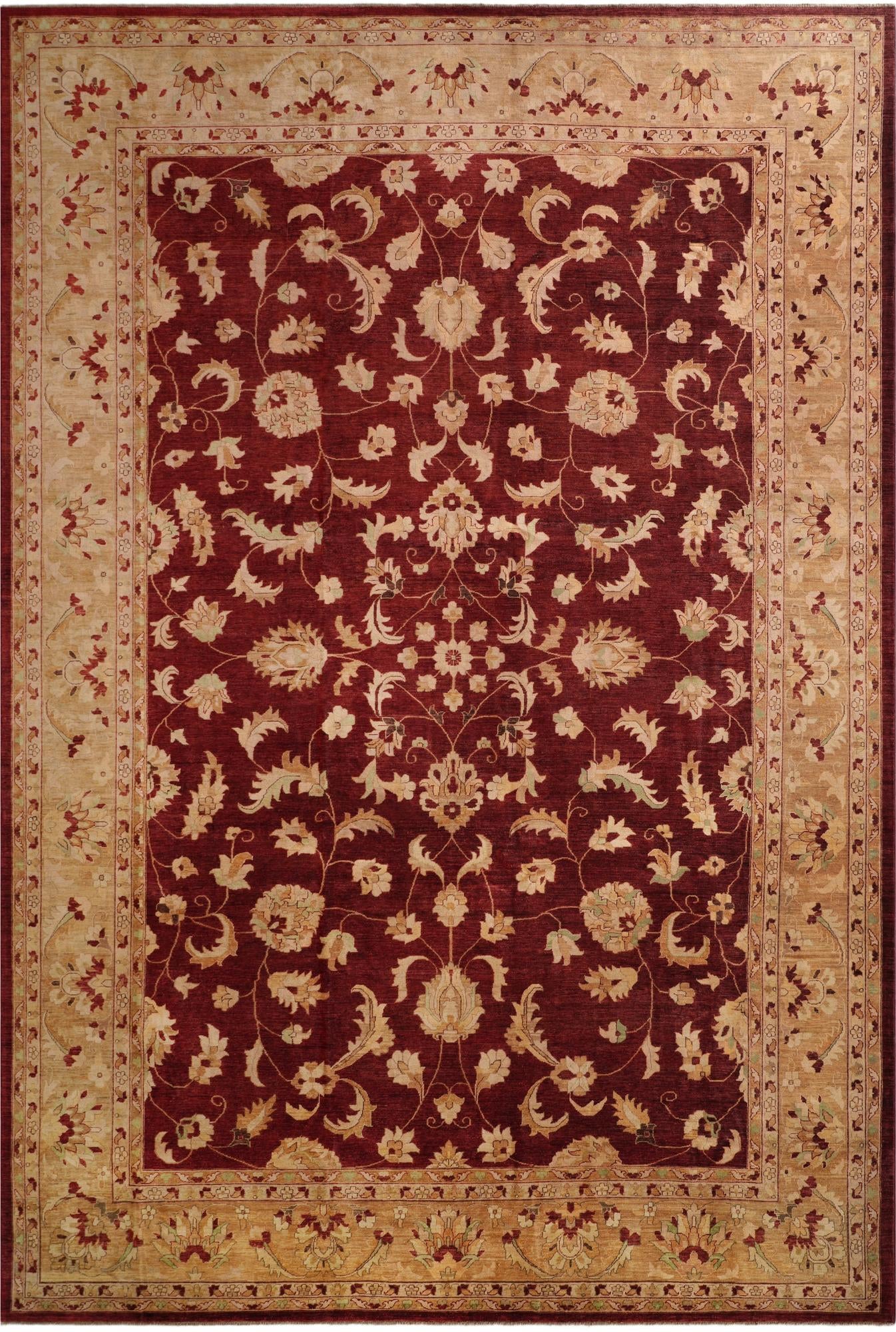  12' 1 x 17' 10  Hand Knotted Peshawar Ziegler Rug