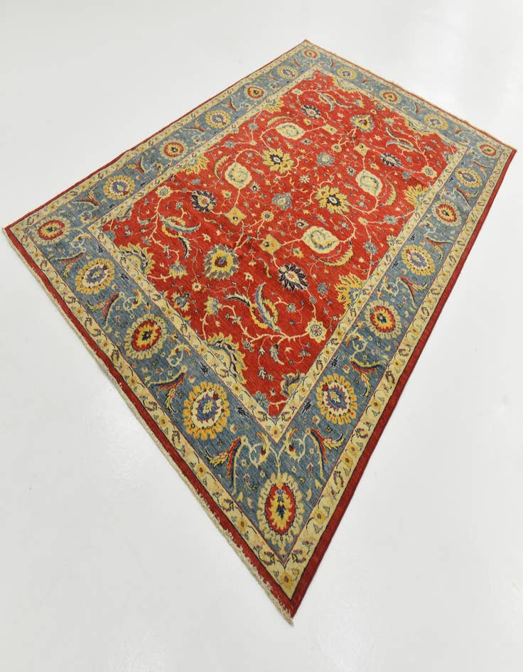 Detail image of  6' 7 x 9' 10  Hand Knotted Peshawar Ziegler Rug