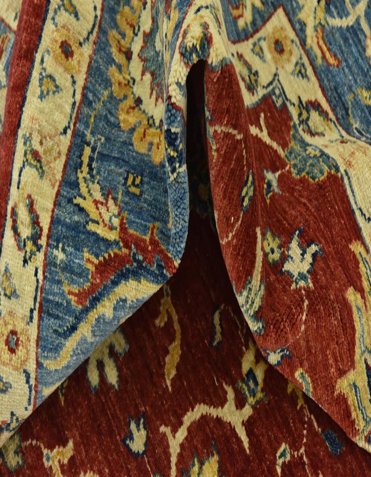 Detail image of  6' 9 x 9' 9  Hand Knotted Peshawar Ziegler Rug