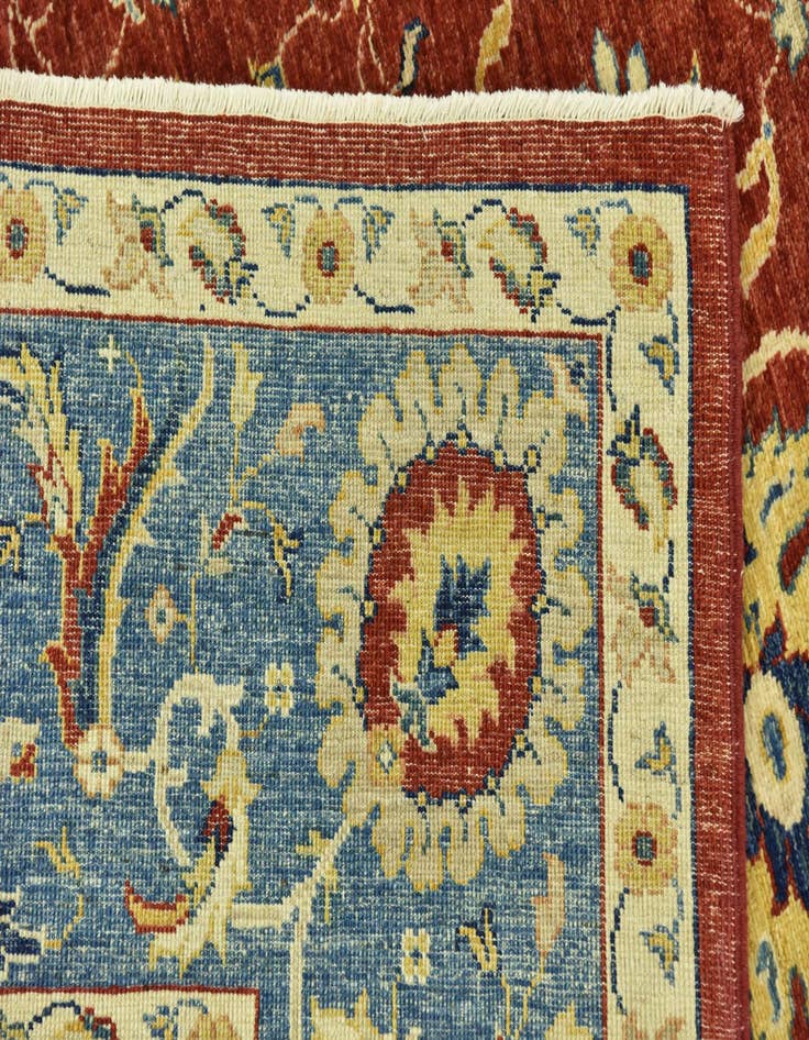 Detail image of  6' 9 x 9' 9  Hand Knotted Peshawar Ziegler Rug