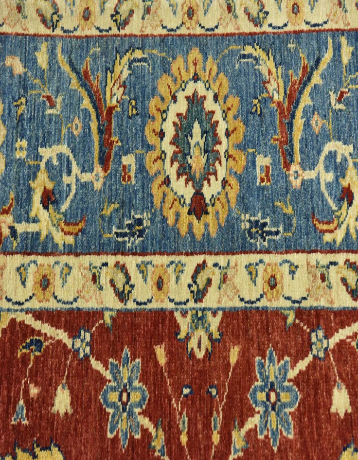 Detail image of  6' 9 x 9' 9  Hand Knotted Peshawar Ziegler Rug