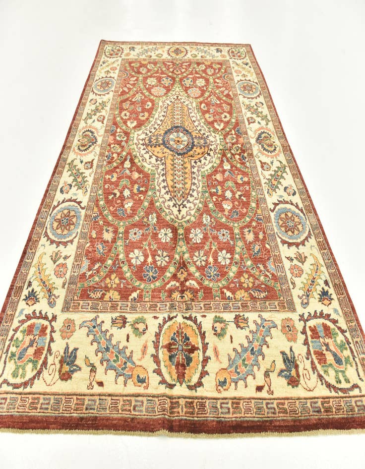 Detail image of  5' 7 x 8'  Hand Knotted Peshawar Ziegler Rug