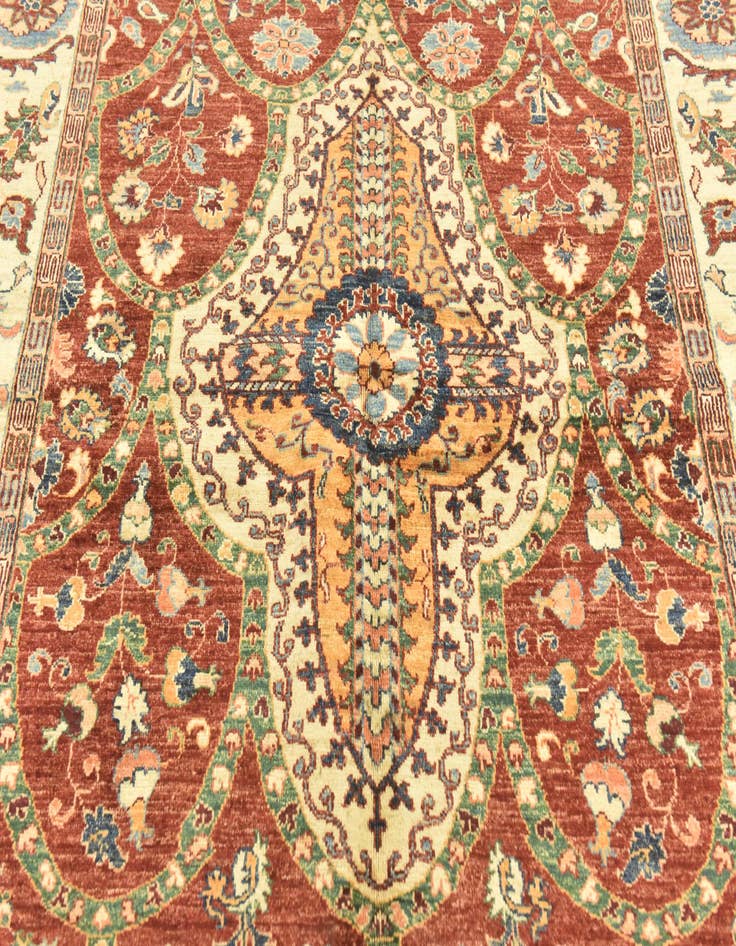 Detail image of  5' 7 x 8'  Hand Knotted Peshawar Ziegler Rug