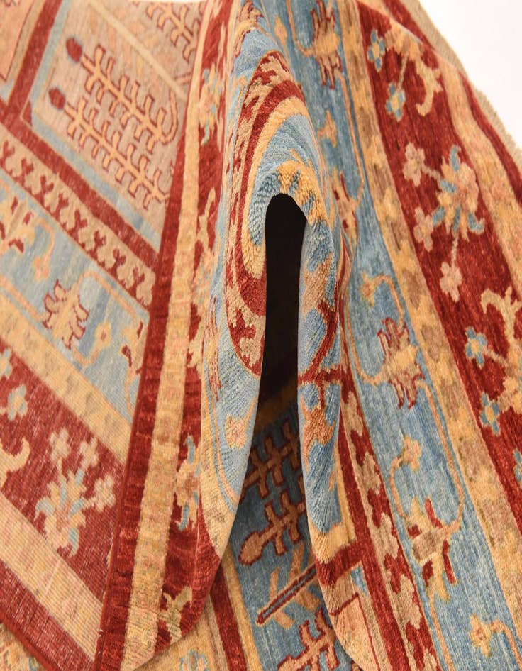 Detail image of  6' 9 x 10'  Hand Knotted Peshawar Ziegler Rug