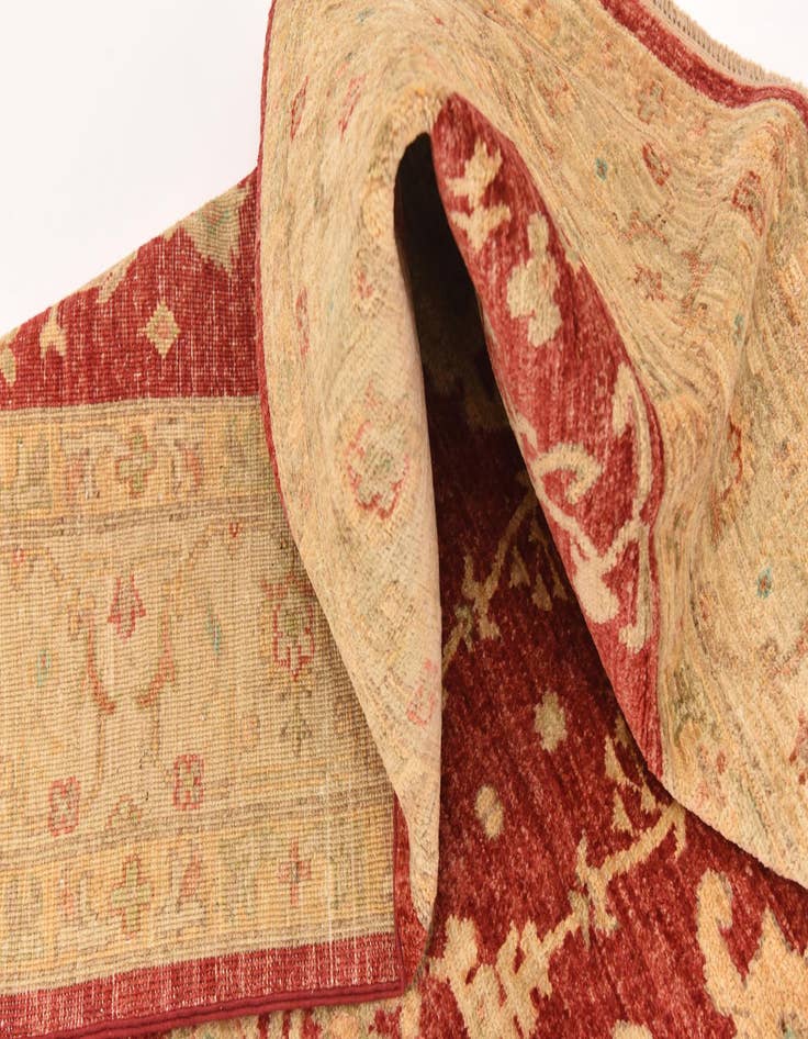 Detail image of  5' 8 x 8'  Hand Knotted Peshawar Ziegler Rug