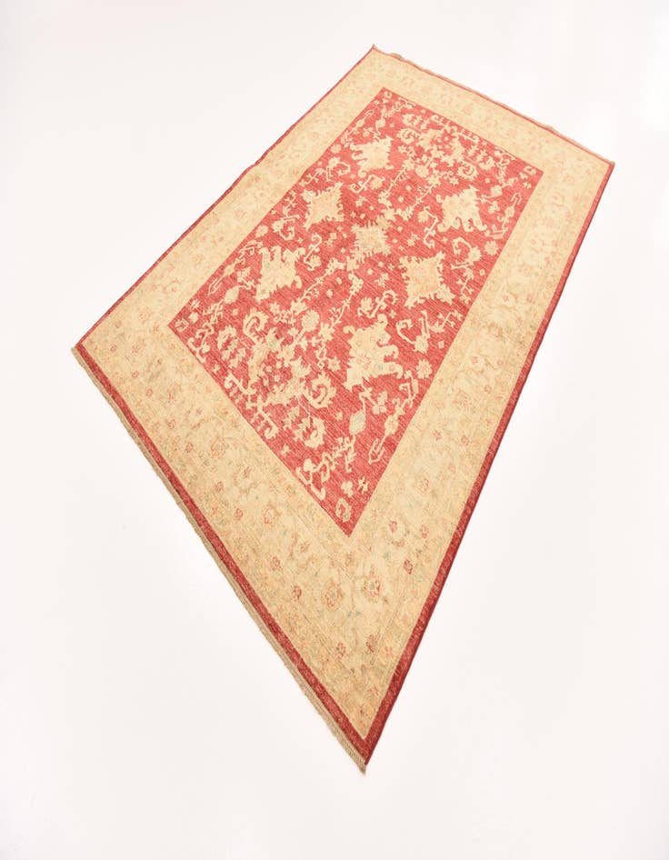 Detail image of  5' 8 x 8'  Hand Knotted Peshawar Ziegler Rug