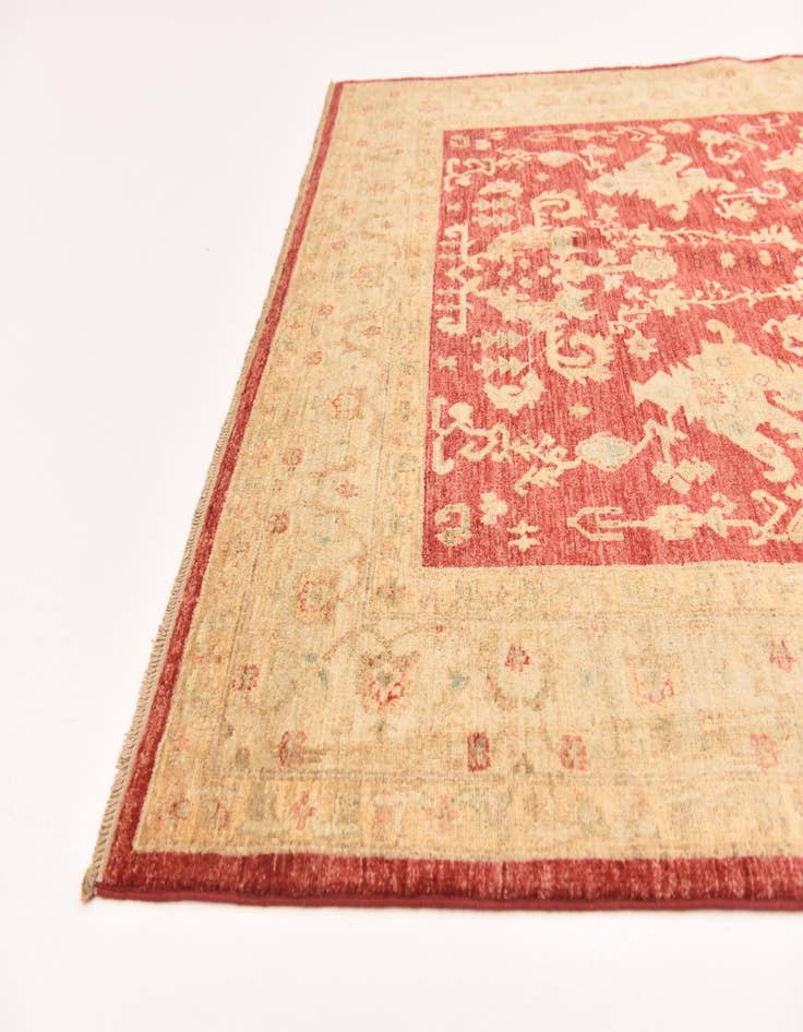 Detail image of  5' 8 x 8'  Hand Knotted Peshawar Ziegler Rug