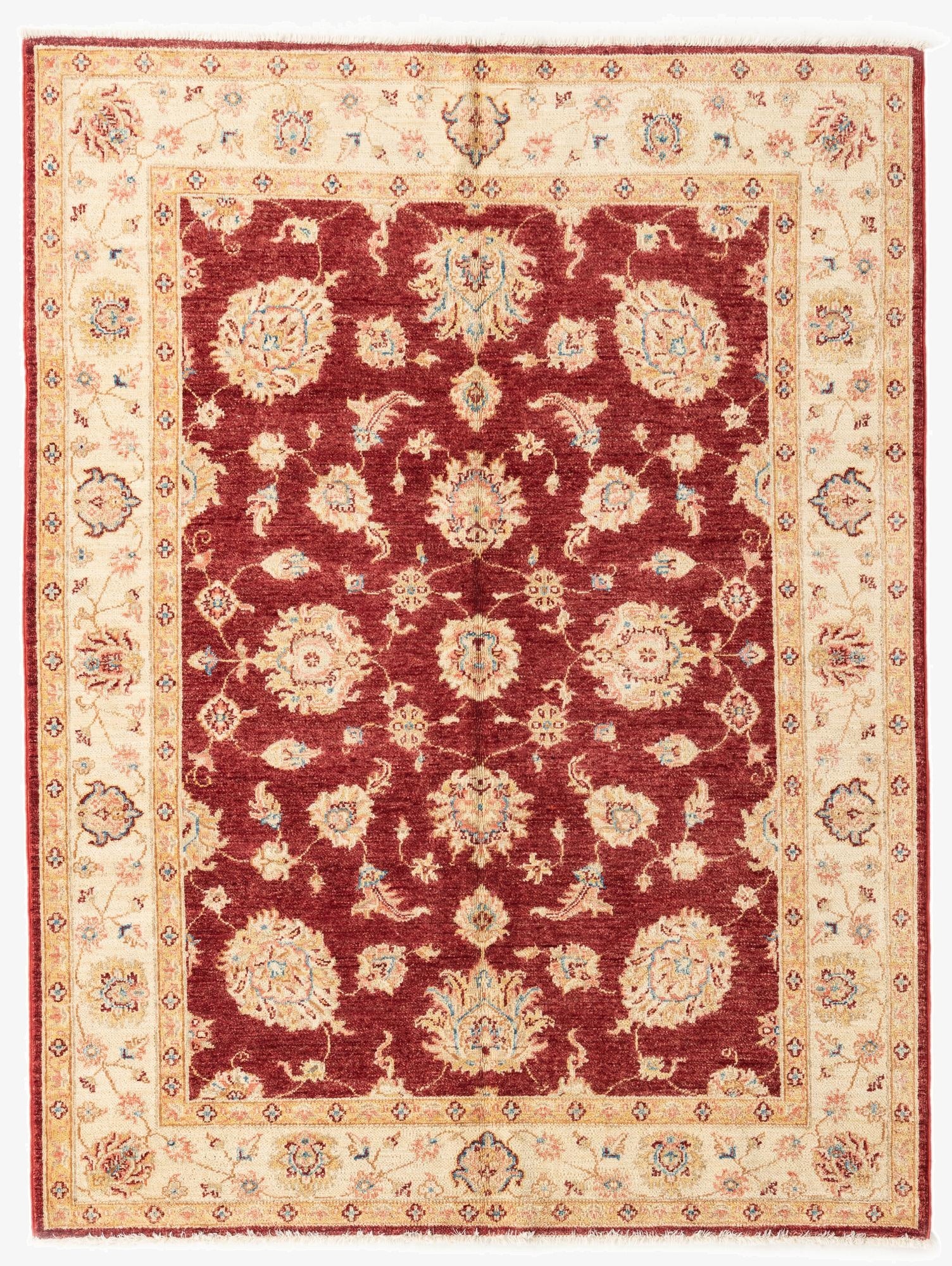  4' 10 x 6' 5  Hand Knotted Peshawar Ziegler Rug