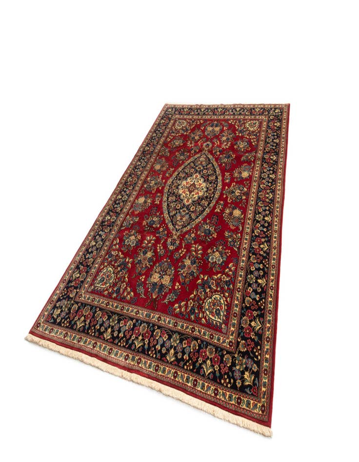 Detail image of  6' 8 x 9' 11  Hand Knotted Qom Persian Rug