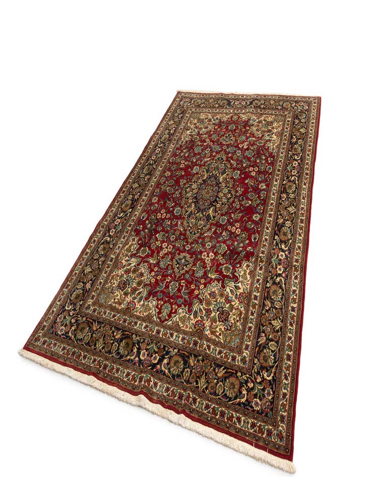 Detail image of  6' 7 x 10' 3  Hand Knotted Qom Persian Rug