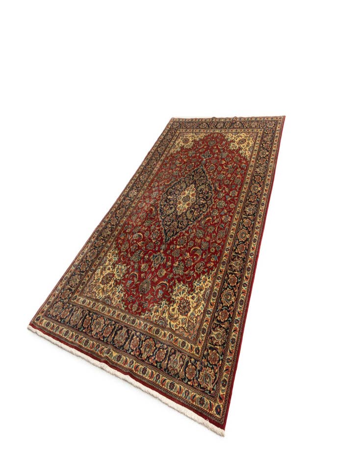 Detail image of  6' 7 x 10' 6  Hand Knotted Qom Persian Rug