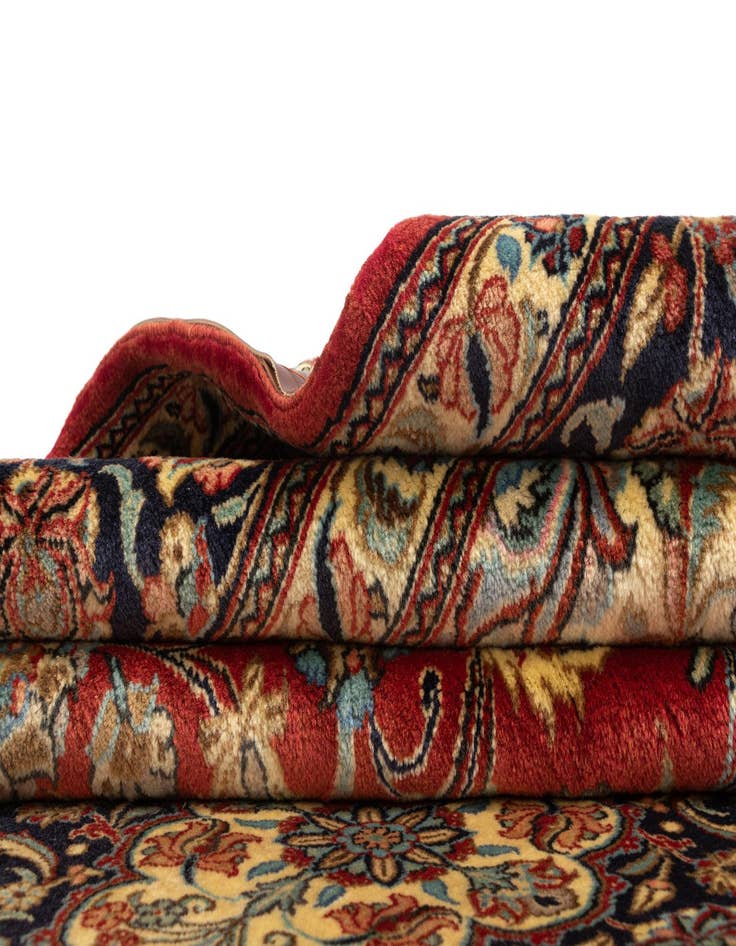 Detail image of  6' 7 x 10' 6  Hand Knotted Qom Persian Rug