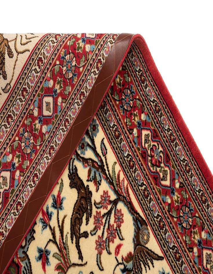 Detail image of  3' 5 x 5'  Hand Knotted Qom Persian Rug