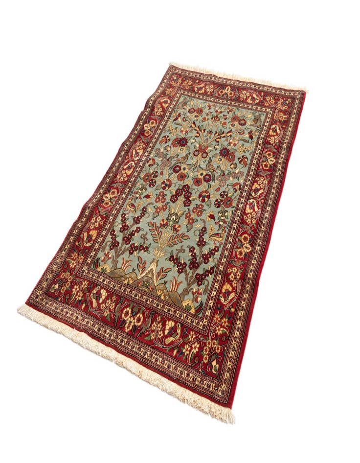 Detail image of  3' 5 x 5' 4  Hand Knotted Qom Persian Rug