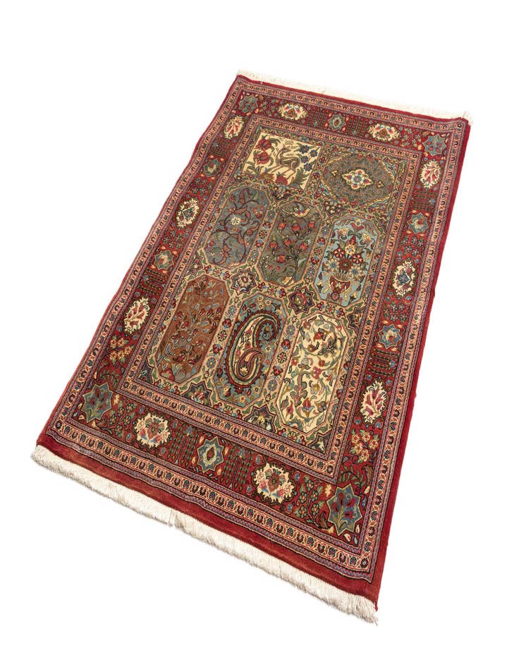 Detail image of  3' 7 x 5' 1  Hand Knotted Qom Persian Rug