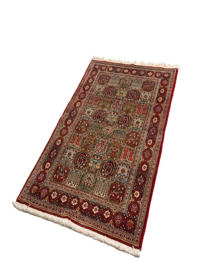 Detail image of  3' 6 x 4' 9  Hand Knotted Qom Persian Rug