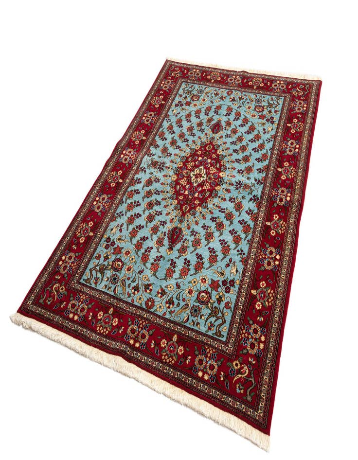 Detail image of  4' 8 x 6' 8  Hand Knotted Qom Persian Rug