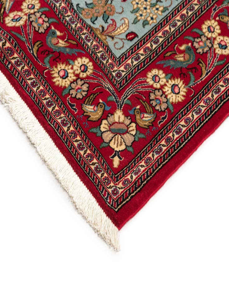 Detail image of  4' 9 x 7'  Hand Knotted Qom Persian Rug